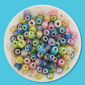 14mm Transparent Resin European Spacer Beads, Large Hole Bubblegum Beads,Charm Beads,Assorted Beads