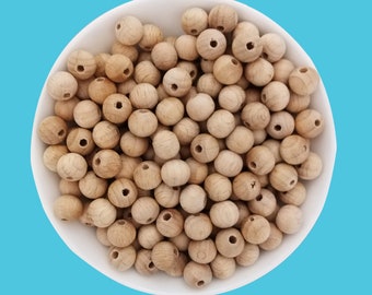 10mm Beech Wooden Round Beads , Wood Round Beads, Bulk Wood Beads,  Round Wood Bead Wholesale