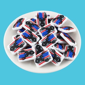 Deer Head American Flag Silicone Focal Beads, For Patriotic Jewelry Making