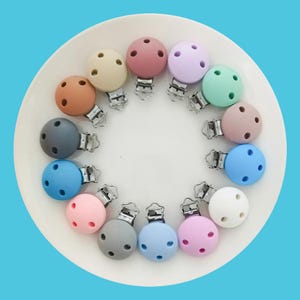 35mm Round Silicone Pacifier Metal Clip, Silicone Clip, Stainless steel clip, Pacifier Clip