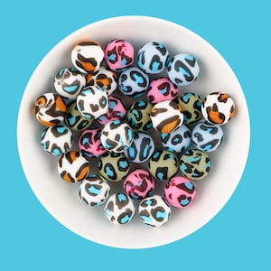 15mm Cow Print Silicone Beads, For Jewelry Making DIY Necklace Bracelets Keychain Handmade Accessories
