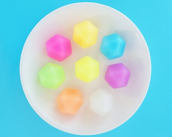 Luminous silicone beads, Glitter Silicone Beads, 14mm Hexagonal Silicone Beads, Bulk Silicone Beads, Silicone Hexagonal Bead