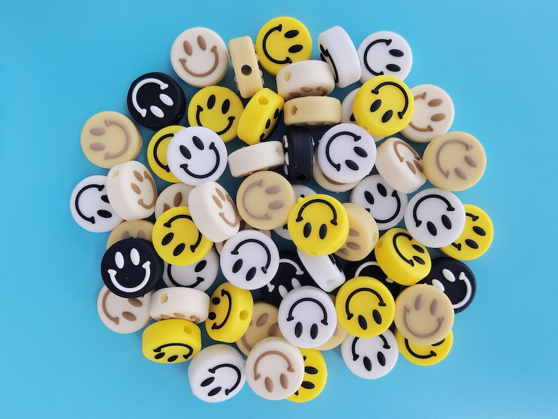 Smiley Silicone Beads, Face Silicone Beads, Bulk Silicone Beads, Silicone Bead Wholesale, BPA Free image 10