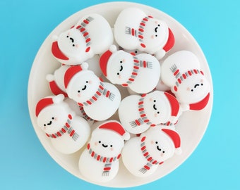 Snowman Silicone Beads, Silicone Beads, Bulk Silicone Beads, Christmas silicone bead Wholesale, BPA Free