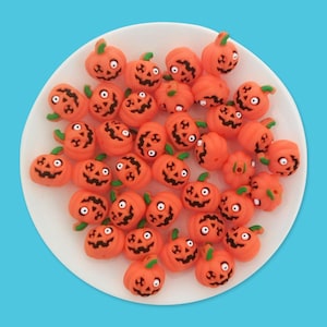 3D Pumpkin Silicone Focal Beads, Jack-o&#39;-Lantern Focal Beads,Halloween Pumpkin Silicone Beads, Bulk Silicone Focal Beads