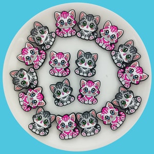 Kitten Silicone  Focal Beads,Animal Silicone Beads, Bulk Silicone Focal Beads, Silicone Bead Wholesale