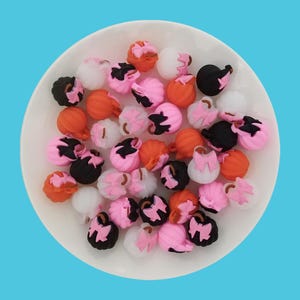 3D Pumpkin with Bow Silicone Focal Bead,Bulk Halloween Fall Beads,DIY Pens,keychains, Bracelet, Lanyard Making