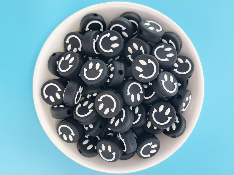 Smiley Silicone Beads, Face Silicone Beads, Bulk Silicone Beads, Silicone Bead Wholesale, BPA Free image 5