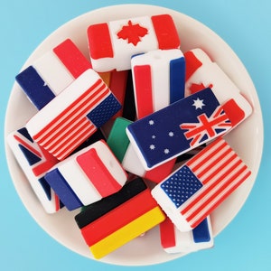 Cuentas de silicona con la bandera nacional, collares, pulseras, llaveros, accesorios hechos a mano