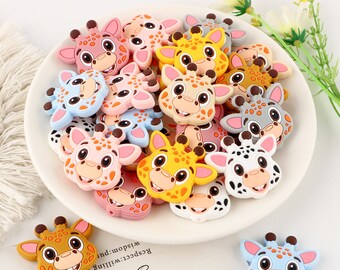 Leopard Deer d Silicone Beads, Cartoon Silicone Beads, Bulk Silicone Beads, Silicone Bead Wholesale, BPA Free