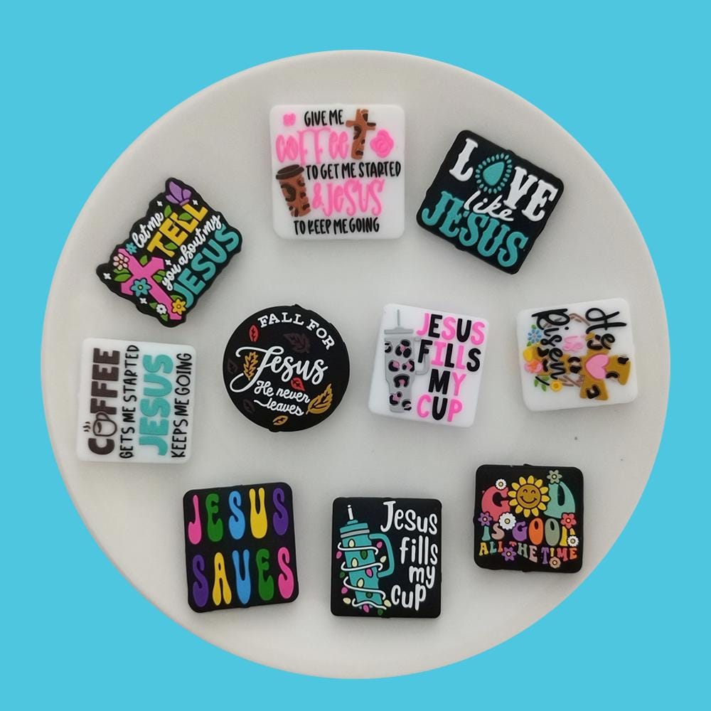 JESUS Silicone Focal Beads,Faith DIY Charm Craft