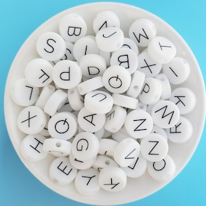 12mmラウンドアルファベットシリコンビーズ、A-Z文字ビーズ、DIYネックレスブレスレットキーホルダーハンドメイドアクセサリー