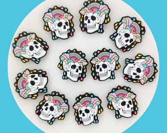 Perles focales en silicone tête de mort, artisanat d'Halloween