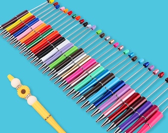 50 kleuren balpennen met kralen, blanco, zwarte inkt, meerkleurige pennen, doe-het-zelfartikelen