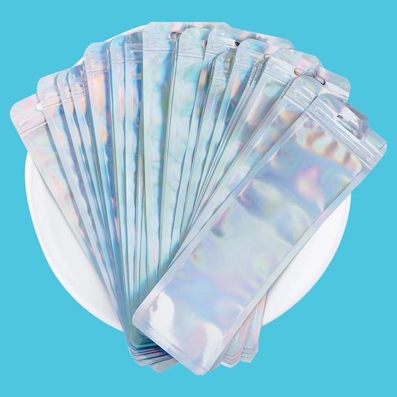 Holographic Resealable Beaded Pen or Wine Stopper Bags,Hanging Crafting Gift Bags