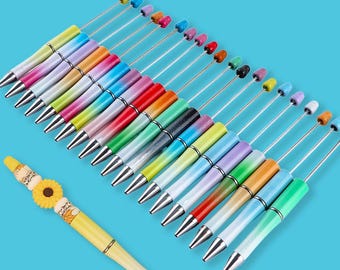 Veelkleurige balpennen met kralen, blanco, zwarte inkt, meerkleurige pennen, doe-het-zelfartikelen