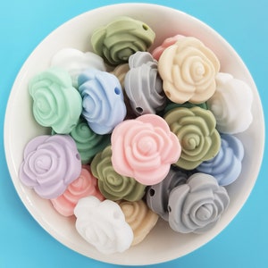 Rose Flower Silicone Beads, Bulk Silicone Beads, Silicone Flower Bead Wholesale, BPA Free