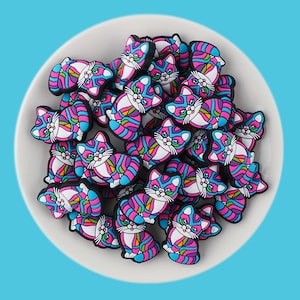Bunte Katze Silikonperlen, Tier Silikonperlen, Schüttgutsilikon Fokalperlen, Silikonperlengroßhandel
