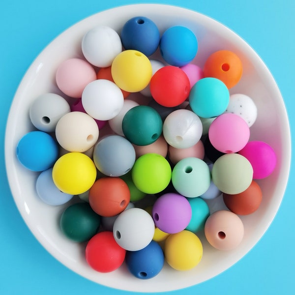 Perles en silicone 12 mm, Perles en silicone, Perles en silicone en vrac, Vente en gros de perles rondes en silicone, Sans BPA