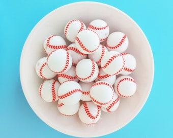 15mm Baseball Silicone Beads, Round Print Beads,DIY Necklace Bracelets Keychain Handmade Accessories