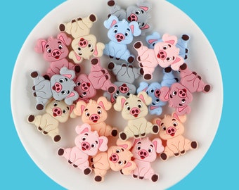 Pig Silicone Beads, Animal Focal Beads,For Jewelry Making Jewelery Beads Charms 
