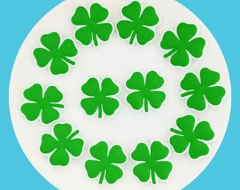Perles focales en silicone pour trèfle à quatre feuilles, acier inoxydable Pendentifs de la Saint-Patrick