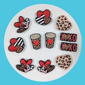Leopard Stripe  Heart  Silicone Beads, Valentine&#39;s Day  Focal Beads Mix,Bulk Silicone  Focal Beads, Silicone Bead Wholesale