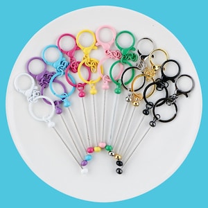 Beadable  Keychain  Blanks  Bundle,  12 Color  Beadable  Metal  Keychains,Bubblegum Keychain Blanks,Keychain DIY Supplies