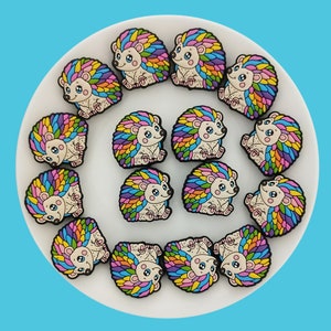 Colorful hedgehog Silicone Focal Beads, Animal Silicone Beads, Bulk Silicone Beads, Silicone Bead Wholesale