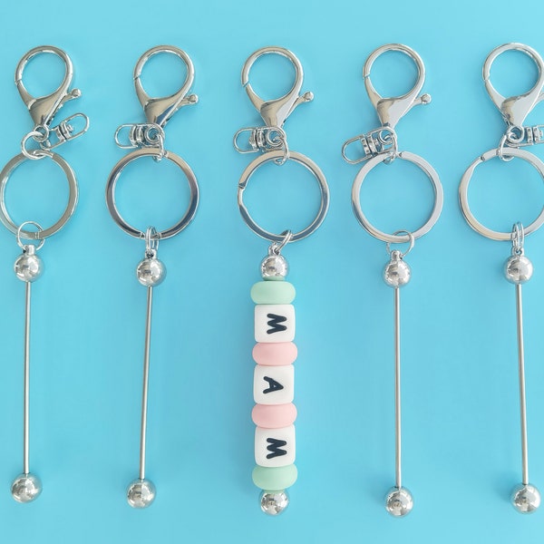 Beadable Bar Keychains,Beadable Metal Keychains,Keychain DIY Supplies