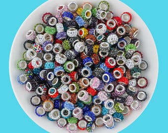 12mm Crystal Rhinestone Rondelle Spacer Beads, Bulk Large Hole Charm Beads,For Jewelry Making