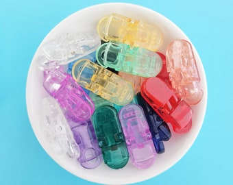 12 Color Transparent Plastic Pacifier Clip, Pacifier Plastic Clasp, Pacifier Clip, Silicone Beads Chain Making Accessory