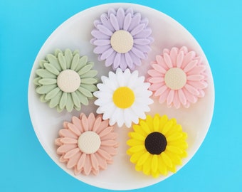 30mm Daisy Silicone Beads, Sunflower Silicone Beads, Bulk Silicone Beads, Silicone Flower Bead Wholesale, BPA Free