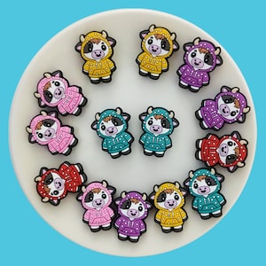 Cow In A Hoodie  Silicone Beads, Animal Silicone Focal Beads, Bulk Silicone Focal Beads, Silicone Beads Wholesale