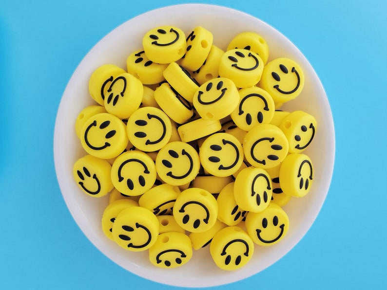 Smiley Silicone Beads, Face Silicone Beads, Bulk Silicone Beads, Silicone Bead Wholesale, BPA Free image 7