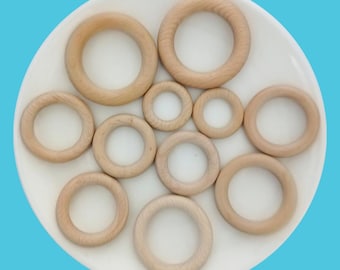 40mm,50mm,55mm,60mm,70mm Natural Beech Wooden  Rings, Unfinished  Round Rings, Macrame Rings,Wood craft supplies, Macrame Supplies