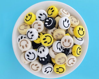 Smiley Silicone Beads, Face Silicone Beads, Bulk Silicone Beads, Silicone Bead Wholesale, BPA Free