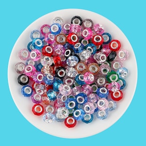 14mm Transparent Resin European Spacer Beads, Large Hole Faceted Beads,Charm Beads, Lampwork Beads, Assorted Beads