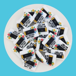 My Social Battery 1%  Silicone Focal Beads,For Jewelry Making Jewelery Beads Charms