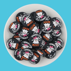 Grandma&#39;s Little Boo Halloween Silicone Beads, Spooky Silicone Focal Beads, Bulk Silicone Focal Beads, Silicone Bead Wholesale