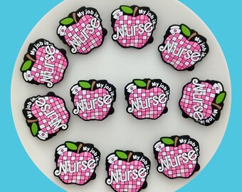 Nurse Apple Silicone Focal Beads, DIY Jewelry Making, Lanyard Charms