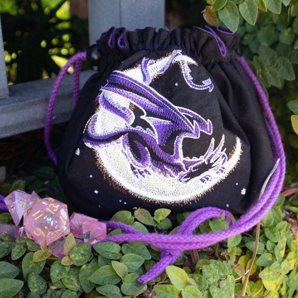 Custom Embroidered Dice Bag | Personalized To Character, Player or DM | Multiple Pockets Options | D&D Gifts