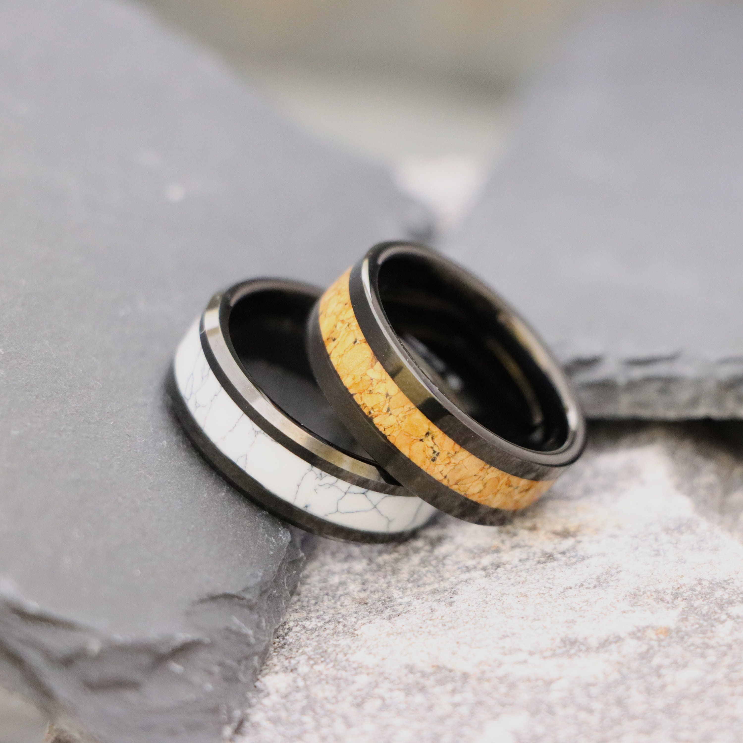Yellow Gold Wedding Band Mens Engagement Ring Zebra Wood Yellow Gold Wedding Band Mens Engagement Ring Zebra Wood