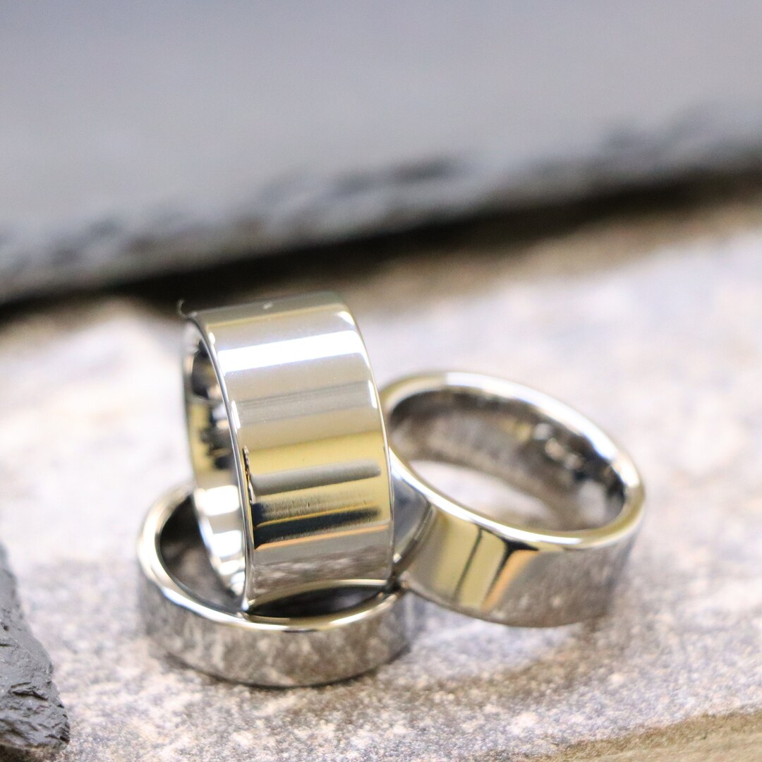 Silver Wedding Ring, Bride and Groom Ring, High Polished Silver ...