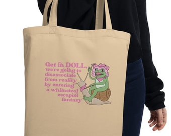 Cowgirl Frog Riding a Snail Eco Tote Bag | Get in Doll | Country Queen | Western Frog Bag