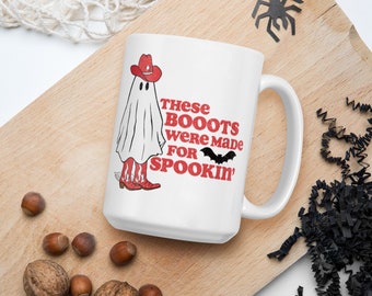 Cowboy Ghost | Halloween Ghost | Vintage Country Halloween | Western Retro Halloween Mug for Pumpkin Spice Lattes
