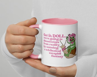 Cowgirl Frog Riding a Snail Mug | Get in Doll | Country Queen | Western Frog Mug