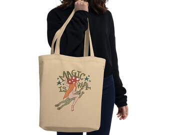 Real Magic Foraging Eco Tote Bag | Fairies, Toads, Mushrooms, Magic | Cottage Core Tote bag