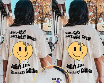 Vegas Birthday Party Shirts / Sin City Comfort Colors Birthday Gift Friend Group Shirt Custom Matching Casino Vegas Girls Trip Shirt BD02