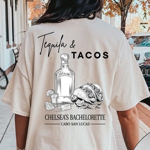 Tequila Tacos Bachelorette Shirts / Mexican Birthday Party Comfort Colors Shirts Cancun Cocktail Bach Party Last Fiesta Bachelorette Tee D93